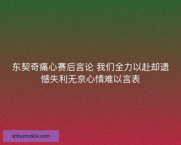 东契奇痛心赛后言论 我们全力以赴却遗憾失利无奈心情难以言表